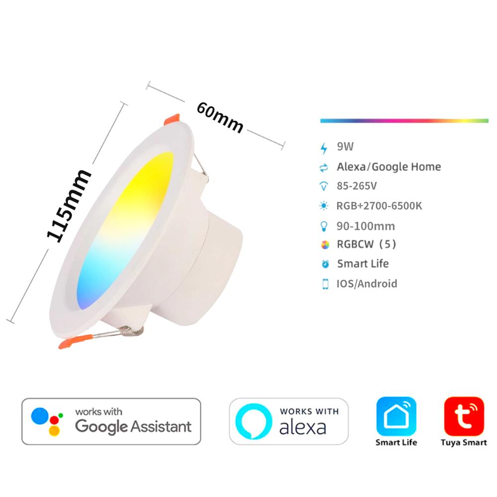 LED Dimming Downlight RGB Multi-color Lights Spot Light Timing Dimmable Eye-comfort Lamp Works With Tuya Google Assistant Alexa