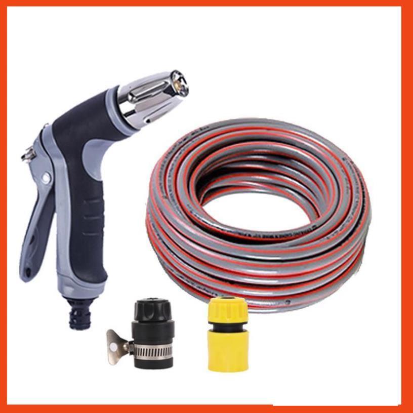 Bộ dây và vòi xịt tăng áp rửa xe tưới cây 3-5M 206817(cút nhựa nối đen 712-2)