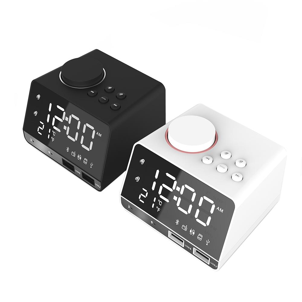 Exrizu bluetooth loa LED màn hình LED Snooze Digital FM Radio Table Clow Color: White