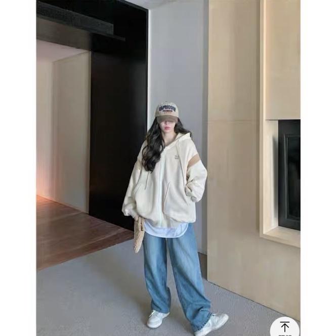 FREESHIP áo khoác nỉ nữ dây kéo from rộng chất vải nỉ ngoại dày mịn KG FASHION