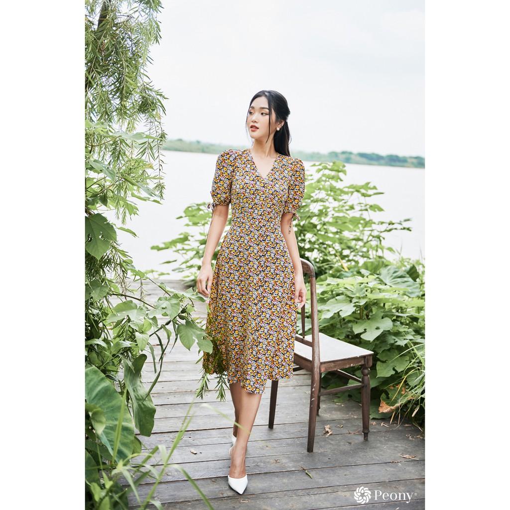 Váy nữ hoạ tiết hoa nhí nữ tính, dáng A thoải mái, tay buộc nơ Peony - JENA DRESS