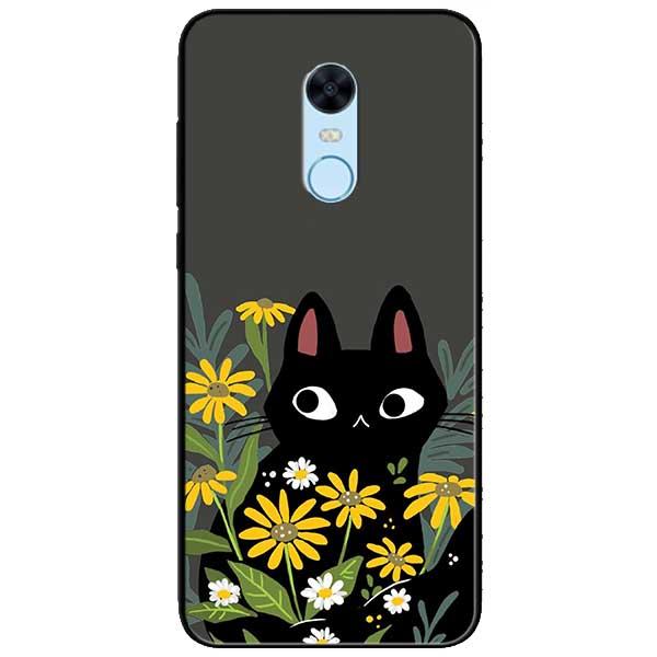 Ốp lưng dành cho Xiaomi Redmi Note 5  - Mèo Đen Hoa Vàng