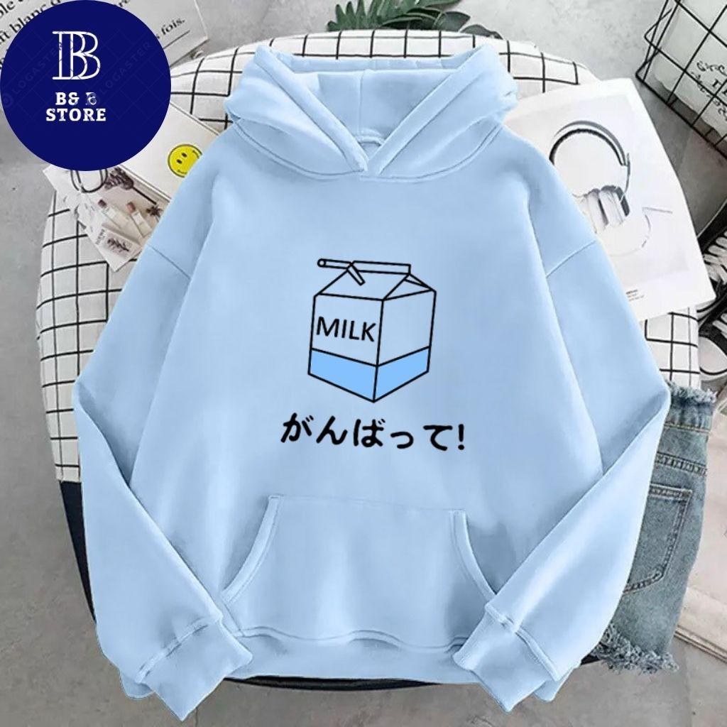 ÁO KHOÁC HOODIE NỈ UNISEX IN MILK SIÊU CUTE ÁO KHOÁC HOODIE LOCAL BRAND FORM RỘNG NAM NỮ NHIỀU MÀU