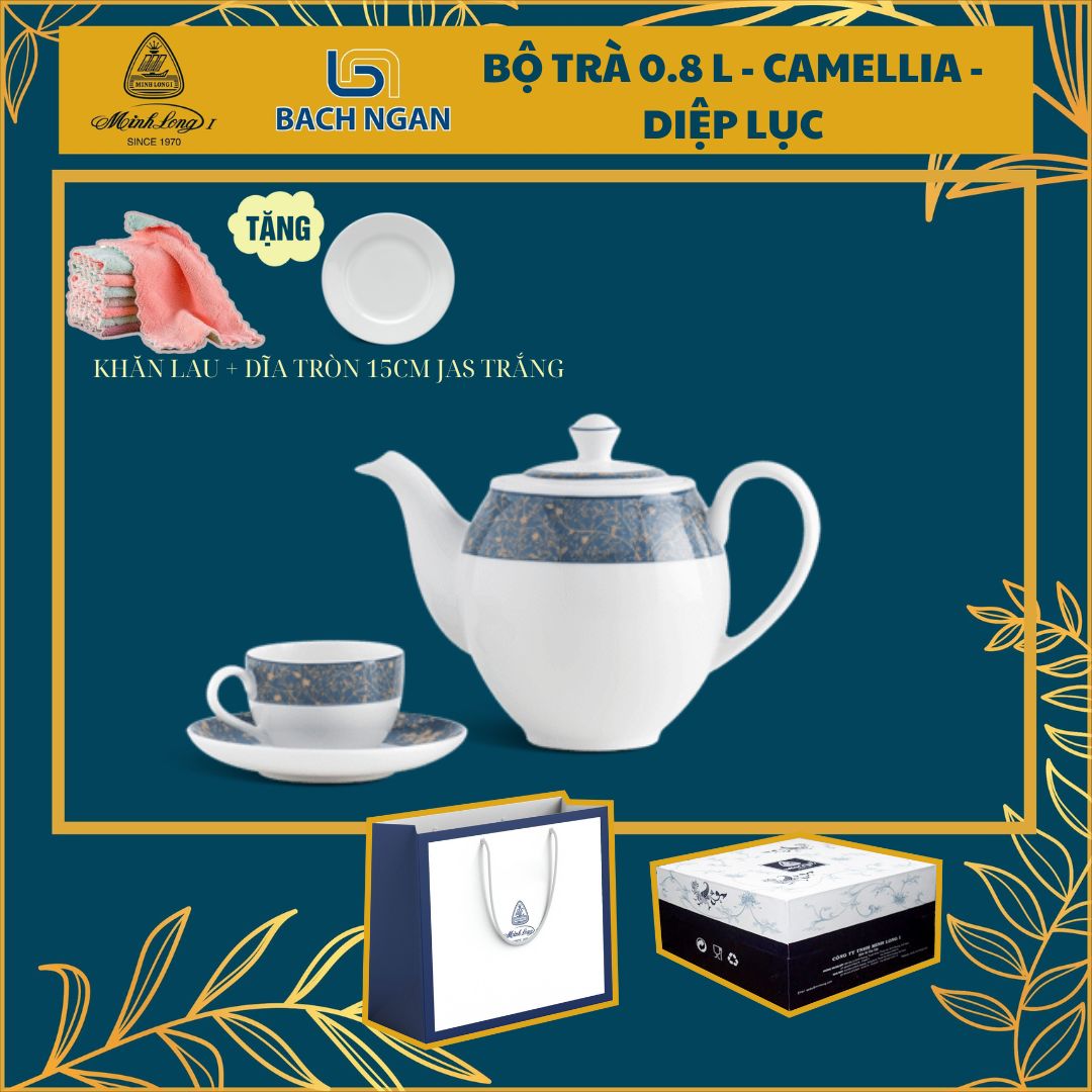 Bộ trà 0.8 L Camellia Diệp Lục – Gốm sứ cao cấp Minh Long I