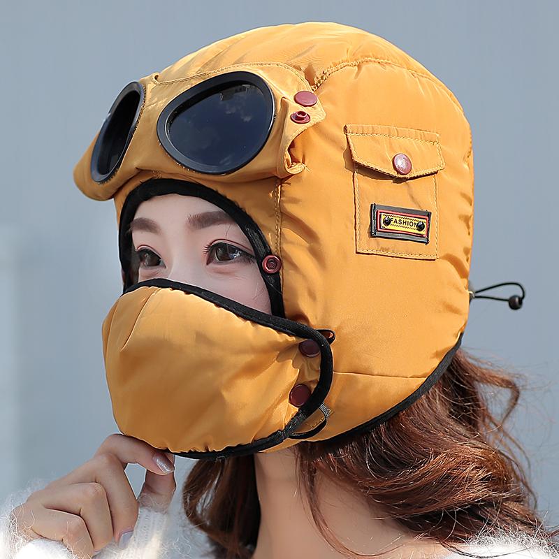 Năm 2021 Thời Trang Mùa Đông Máy Bay Ném Bom Nón Khẩu Trang Kính Chống Nước Hood Phi Công Nón Kính Tai Bảo Bảo Cho Trẻ Em Và Người Lớn Balo