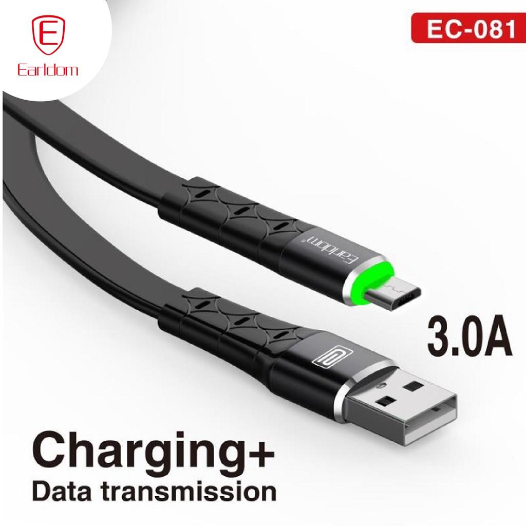 Cáp sạc nhanh 3A có đèn LED Earldom EC-081- Hàng chính hãng