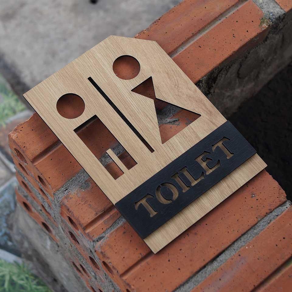 Bảng Gỗ Decor Toilet trang trí cửa nhà vệ sinh LEVU TL23