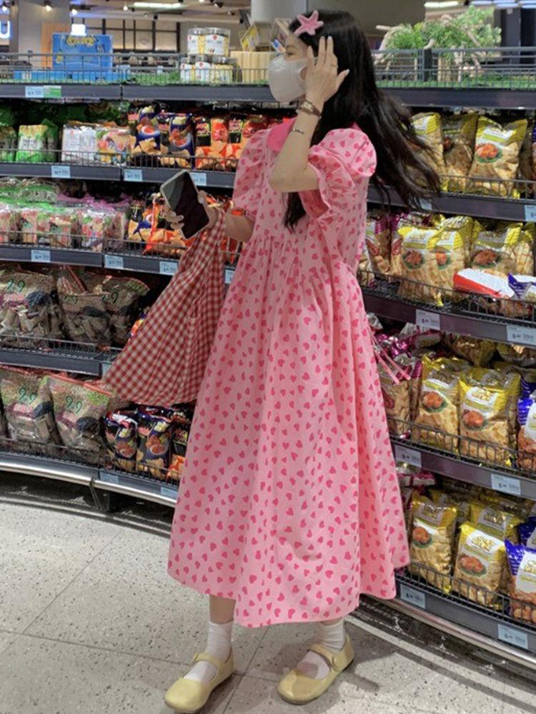 CHENGRUI Váy cổ búp bê Pháp cho nữ mùa hè 2023 đầm dài thắt lưng mỏng sinh viên ngọt ngào dịu dàng váy gió