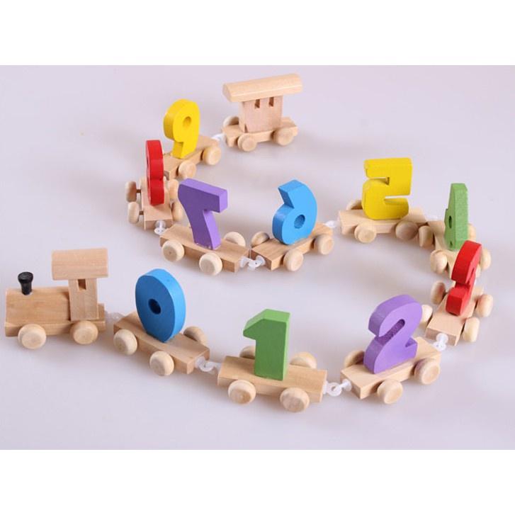 Đồ Chơi Gỗ Lắp Ráp Đoàn Tàu Kéo Số Bằng Gỗ - Đồ Chơi Phát Triển Trí Tuệ Cho Bé Học Số Đếm, Màu Sắc