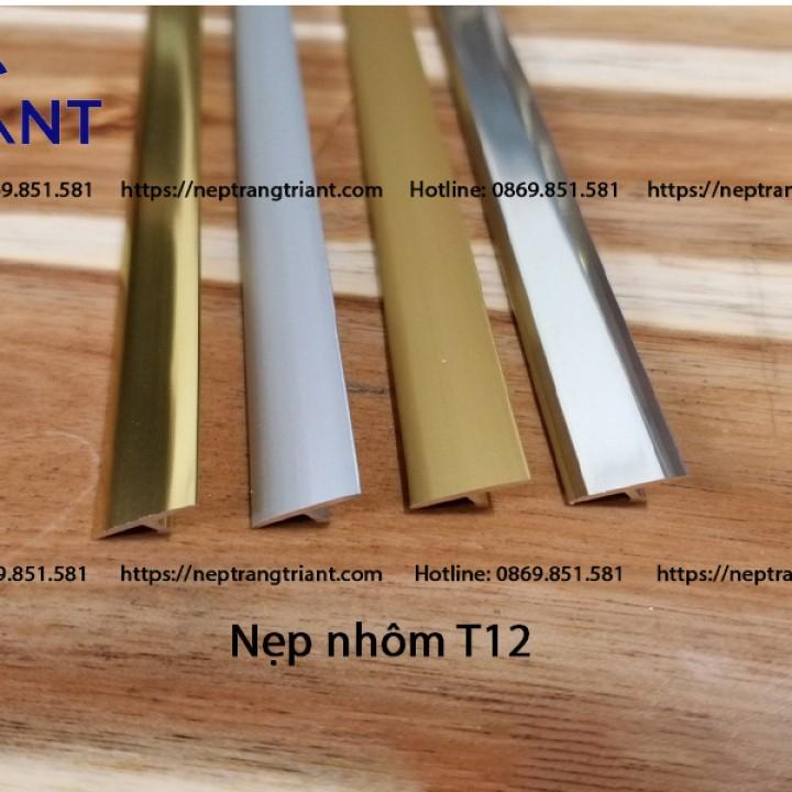 Nẹp nhôm T12, nẹp sàn gỗ, nẹp nhựa PVC, nẹp chữ T nhôm trang Trí,thanh dài 2m7, dễ thi công dày 1li - vàng mờ