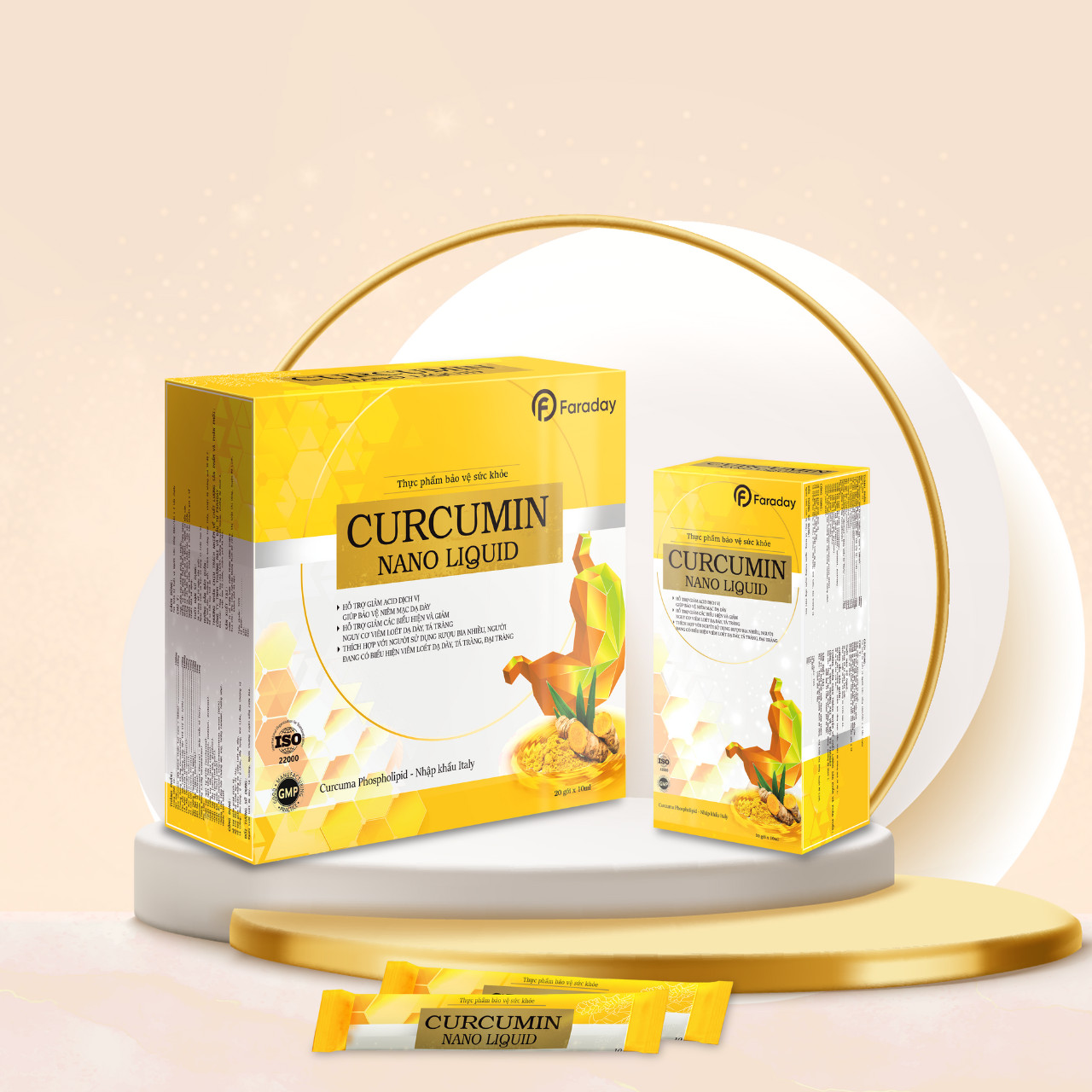Curcumin Nano Liquid - Cải Thiện Các Vấn Đề Dạ Dày, Tá Tràng, Hỗ Trợ Bảo Vệ Niêm Mạc Dạ Dày - 20 gói
