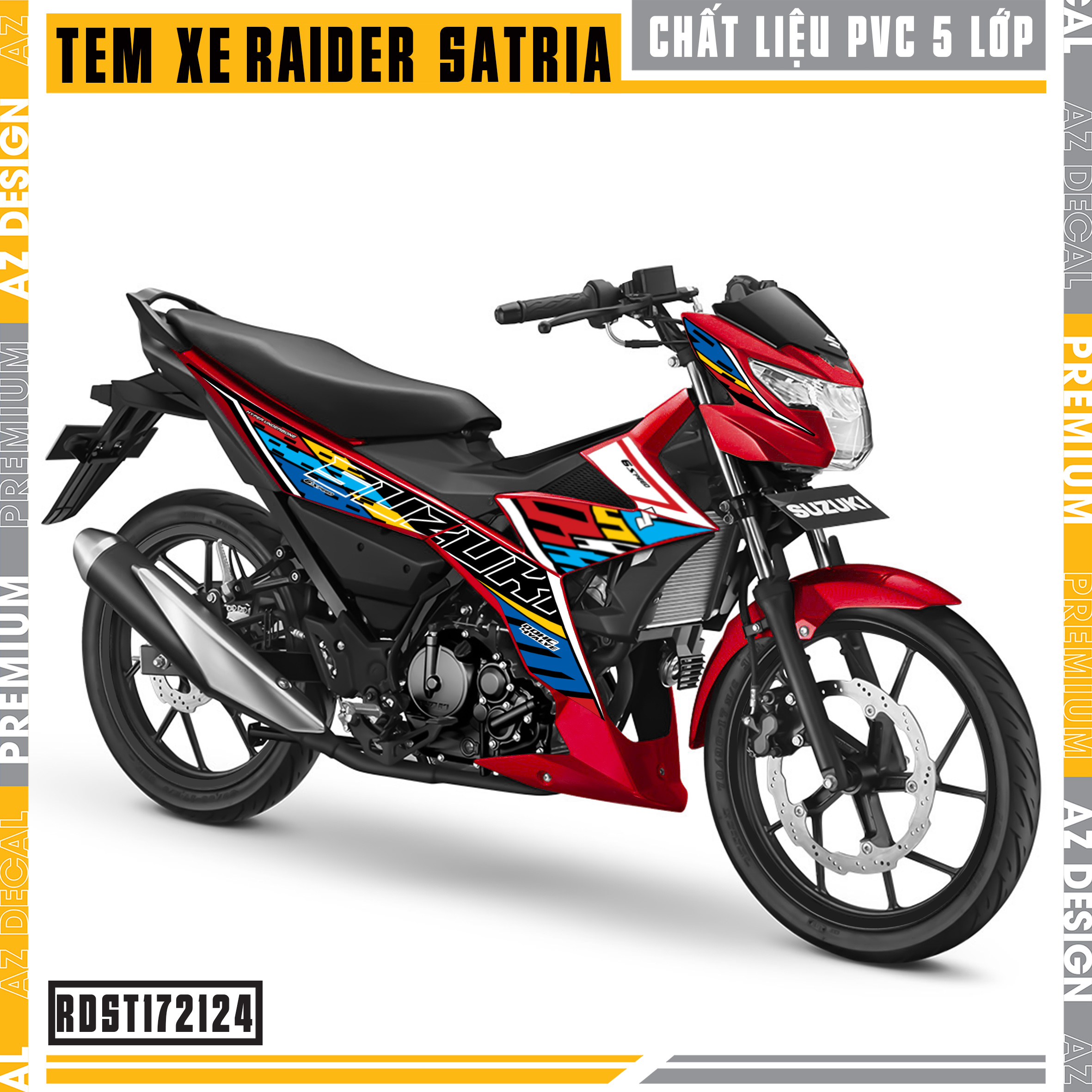 Tem Rời Xe Suzuki Raider - Satria Mẫu Suzuki Chế | RDST172124 | Decal Chế Chất Liệu PVC Chống Nước, Đa Dạng Màu Tem