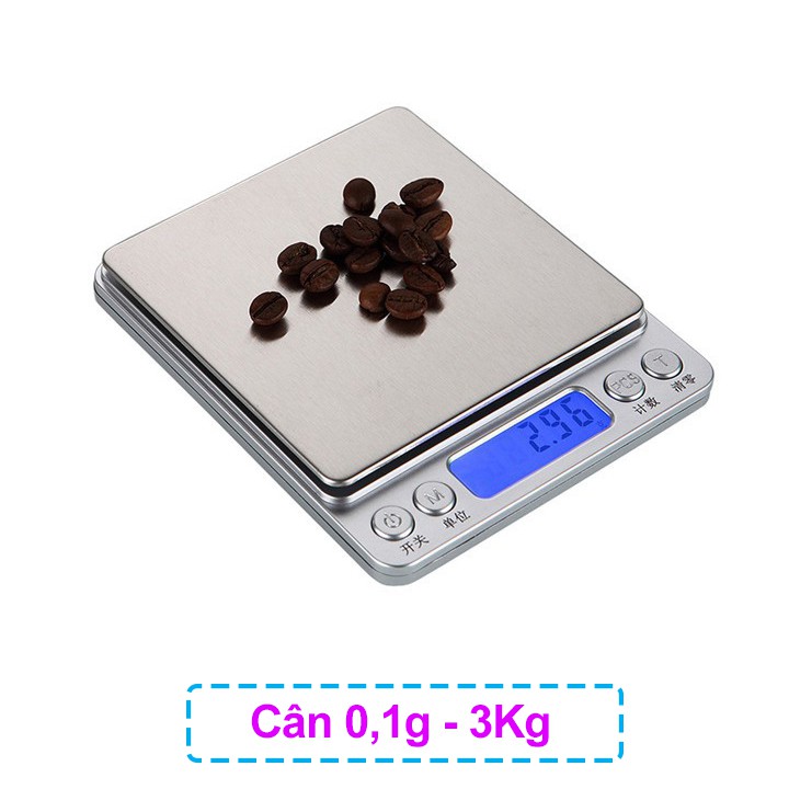 Cân tiểu ly điện tử nhà bếp mini định lượng 1g - 10kg làm bánh độ chính xác cao kèm 2 viên pin AAA