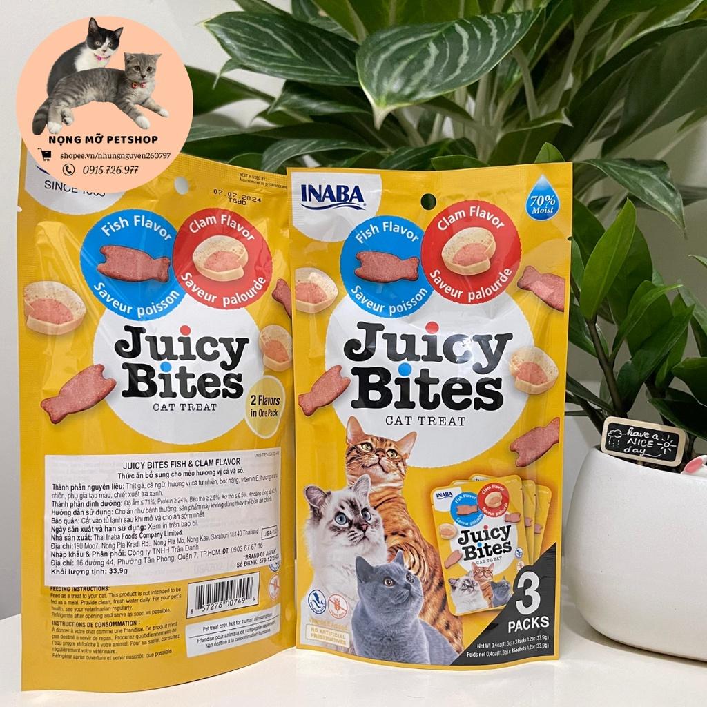 Bánh thưởng mềm Juicy Bites cho mèo nhiều hương vị hấp dẫn 2 vị trong 1 gói 11g