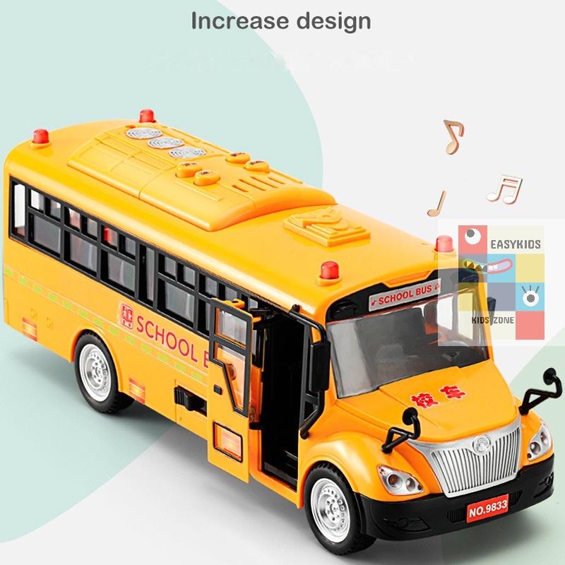 Đồ Chơi Ô Tô Xe Buýt School Bus Cho Trẻ Em Mở Các Cửa, Có Đèn, Âm Thanh