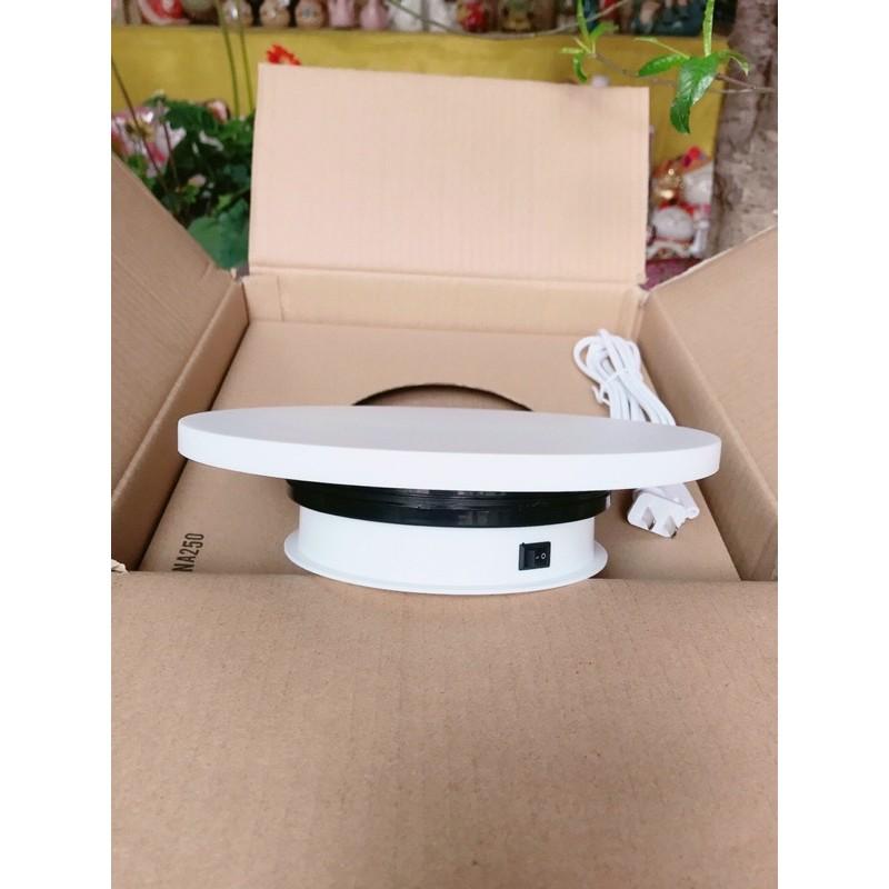 Bàn xoay điện 360 độ 25cm dáng mới