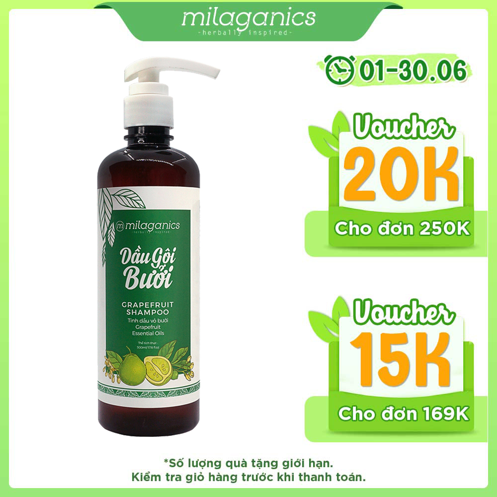 Dầu Gội Bưởi Milaganics Ngăn Ngừa Rụng Tóc 500ml