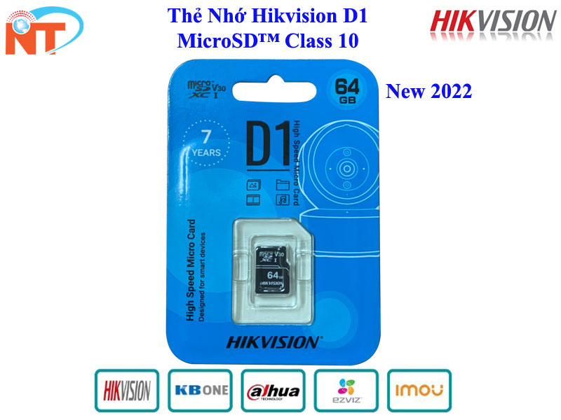 Thẻ Nhớ Camera Hikvision 64Gb Class 10 Chuyên Dùng Cho Camera Ip - Hàng Chính Hãng - Thẻ Hikvison 64G D1 Xanh