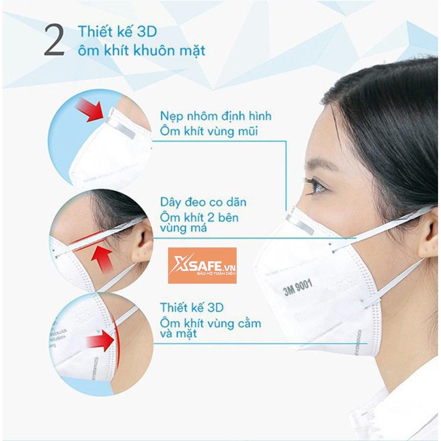 Khẩu Trang 3M 9001V Van Lạnh 1 Chiều, 3D Kháng Khuẩn, Chống Bụi Mịn, Phòng Dịch