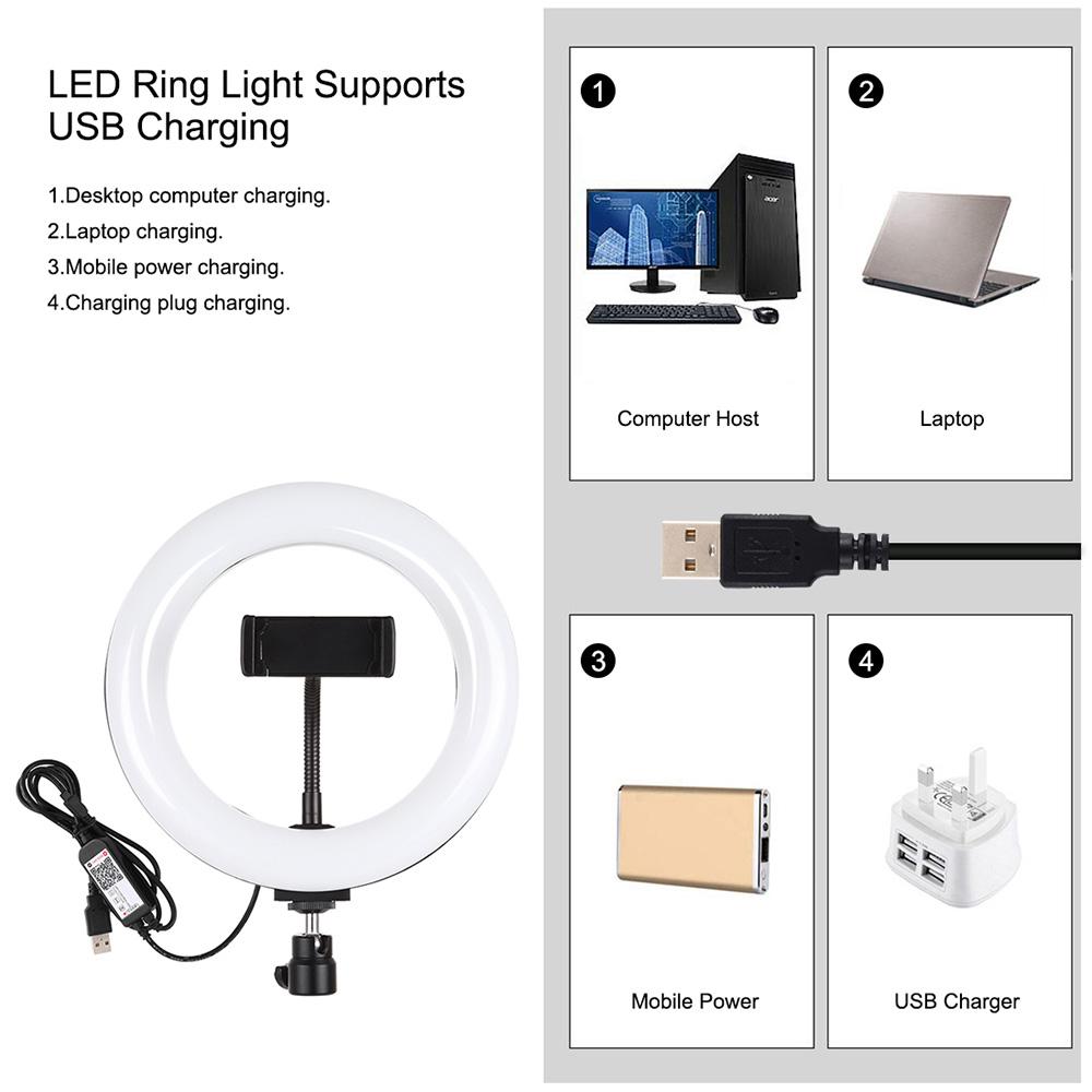 Đèn RGBW Ring Light Điều khiển từ xa có thể điều chỉnh độ sáng với giá đỡ điện thoại Bộ ánh sáng lấp đầy video selfie 7.9 inch