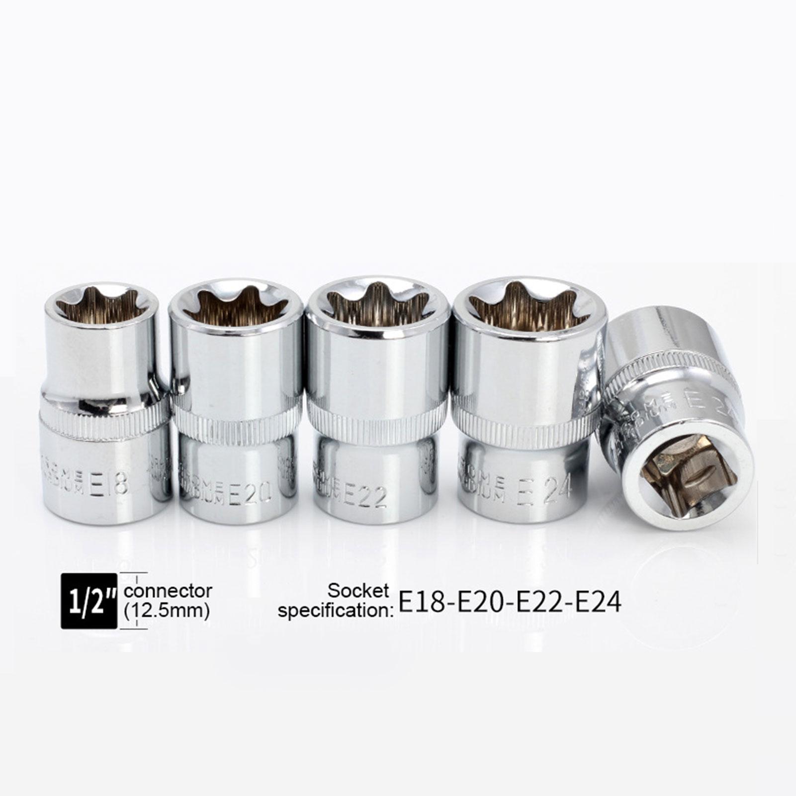 14Pcs Female Star Bit Sockets Set 1/2'' 3/8'' 1/4'' Drive Sockets E4 -E24 with Storage Box