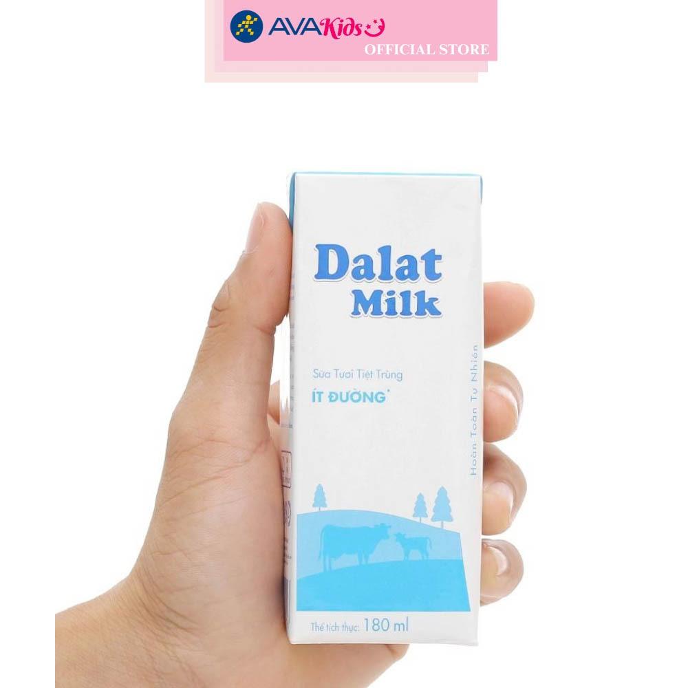 Thùng 48 hộp sữa tươi tiệt trùng Dalat Milk ít đường 180 ml (từ 1 tuổi)