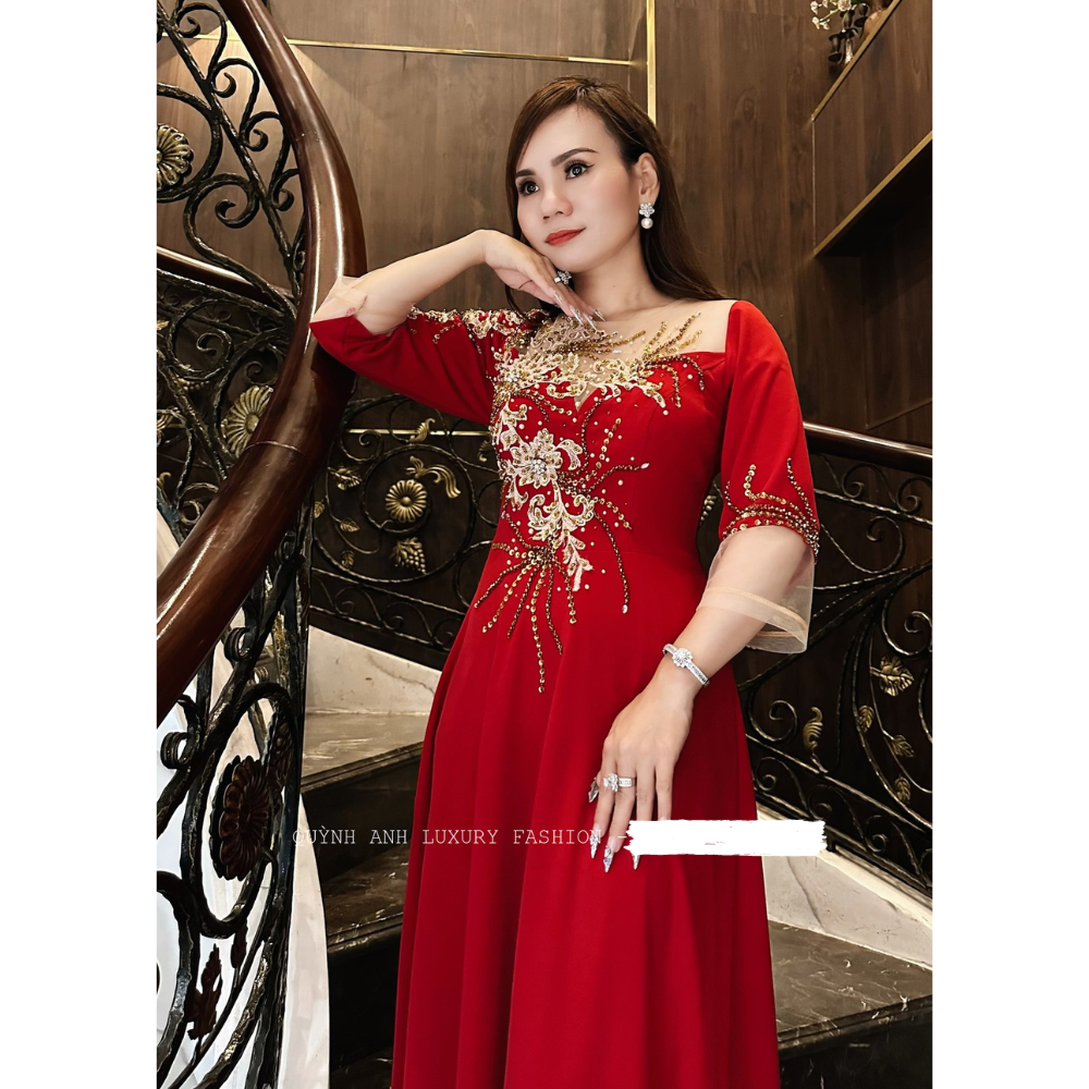 Đầm Dạ Hội Thiết Kế Dáng Xòe Kết Hoa Sang Trọng Cao Cấp Kelly Dress