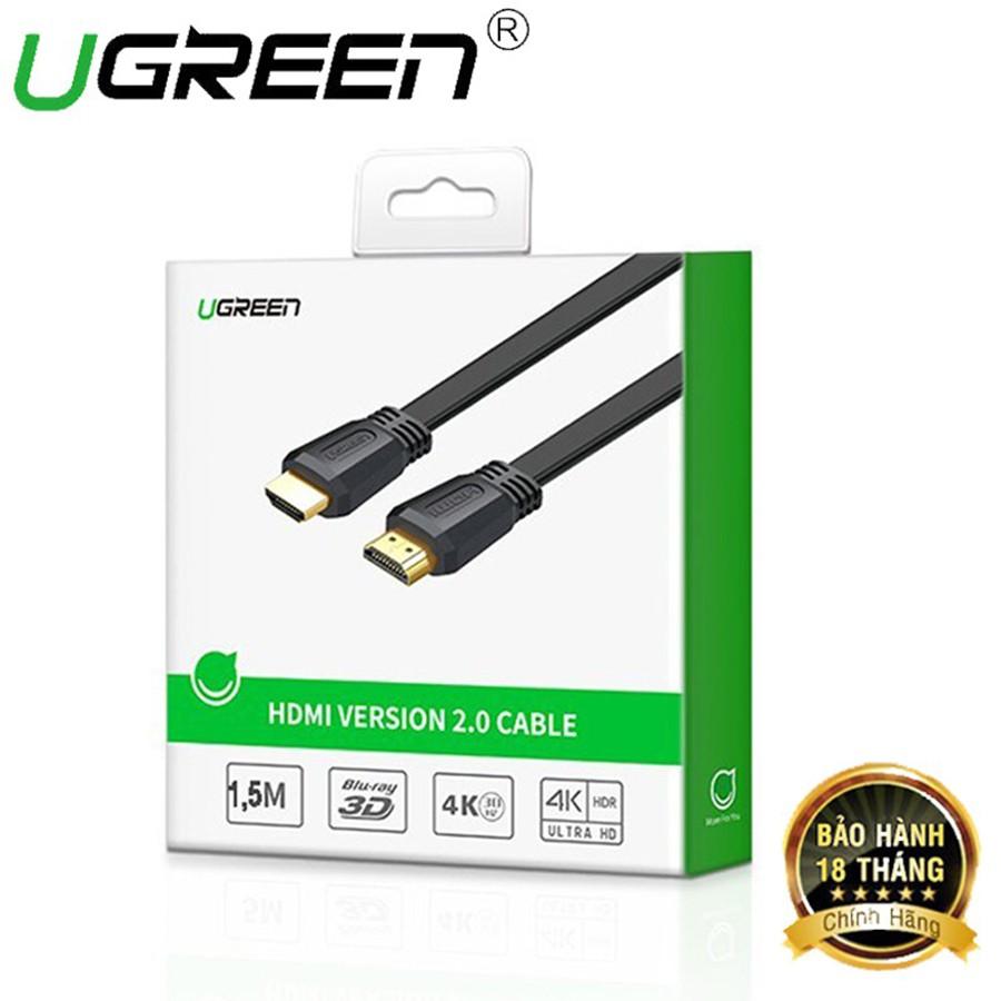 Cáp HDMI 2.0 Ugreen 50819 dây dẹt dài 1.5m hỗ trợ 4K cao cấp -Hàng Chính Hãng