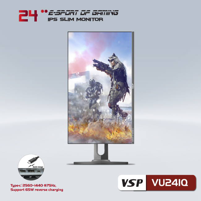 Màn hình VSP VU241Q 24inch Gaming (23.8&quot; ELED Full HD, HDMI+DisplayPort+TypeC) - Hàng chính hãng TECH VISION phân phối