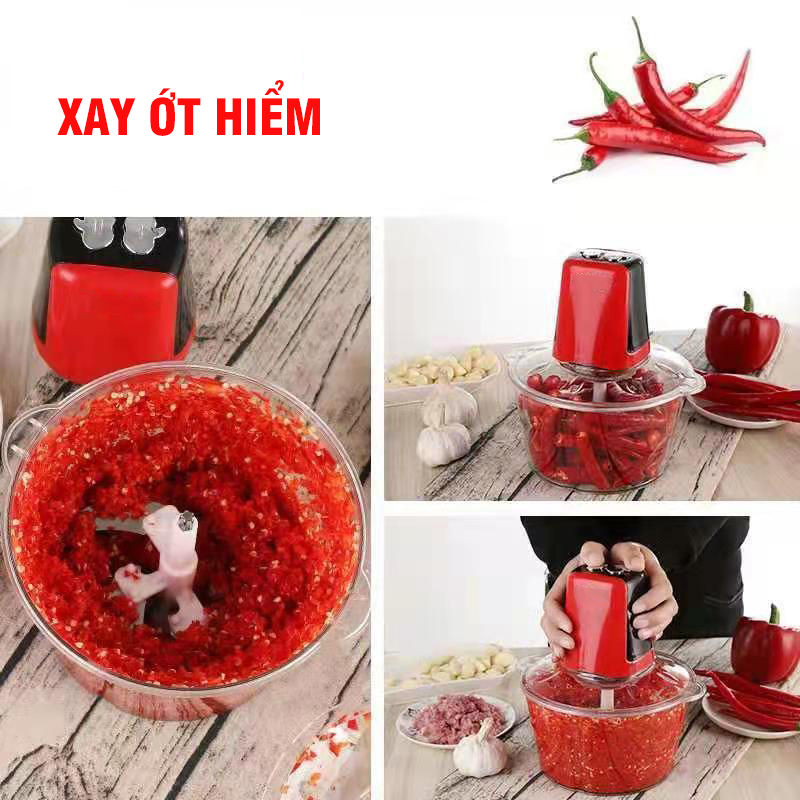 Máy Xay Thịt, Xay Tỏi Ớt 4 Lưỡi Cắt  Đa Công Dụng Công Suất Lớn 3 Chế Độ Cắt Băm Siêu Nhuyễn