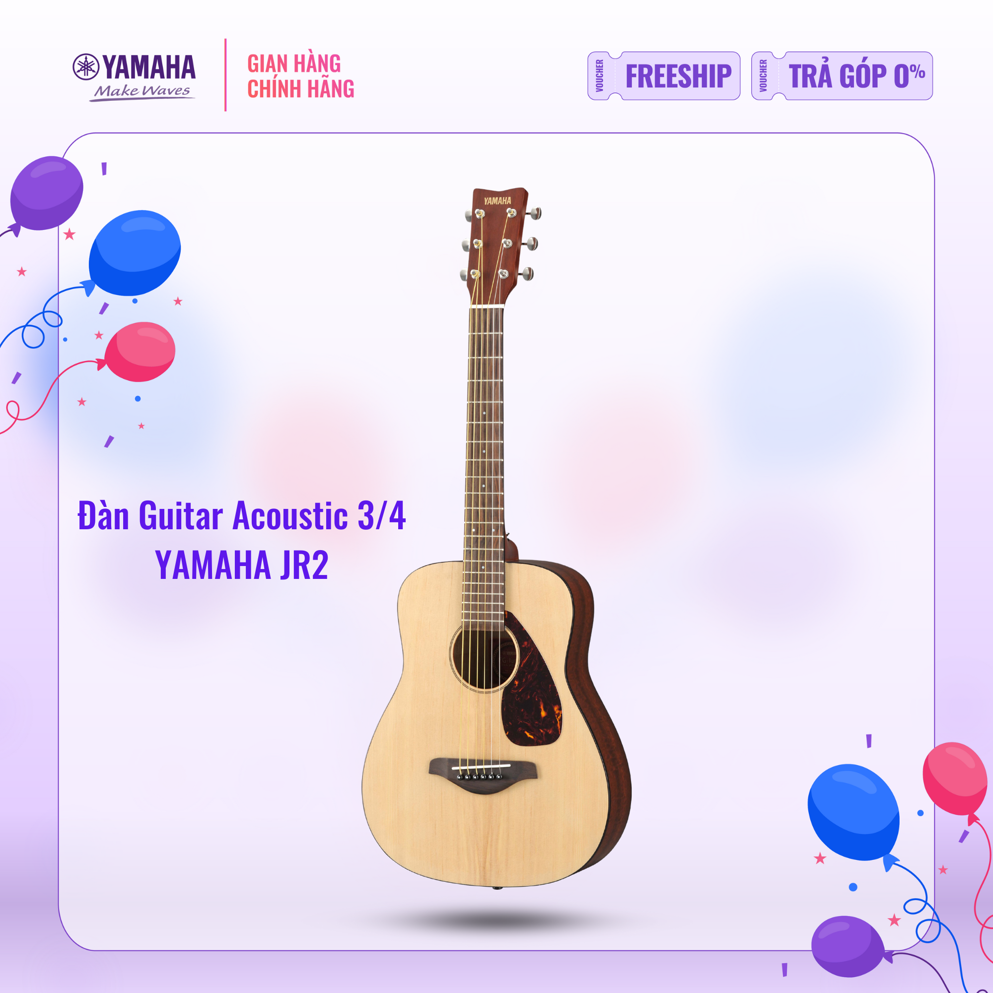 Đàn Guitar Acoustic Yamaha Jr2 Size 34 Kèm Bao Vải - Phù Hợp Cho Người Mới Bắt Đầu Chơi Đàn, Thiết Kế Nhỏ Gọn, Âm Thanh Tươi Sáng, Sản Phẩm Chính Hãng