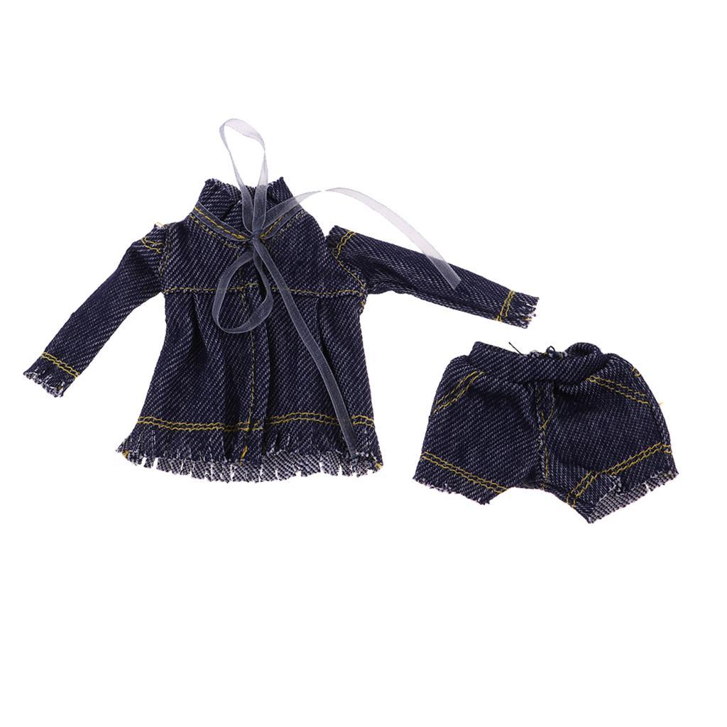2-4pack Stylish Denim Costume Set Tops Coat & Trousers Pants Outfits For Blythe