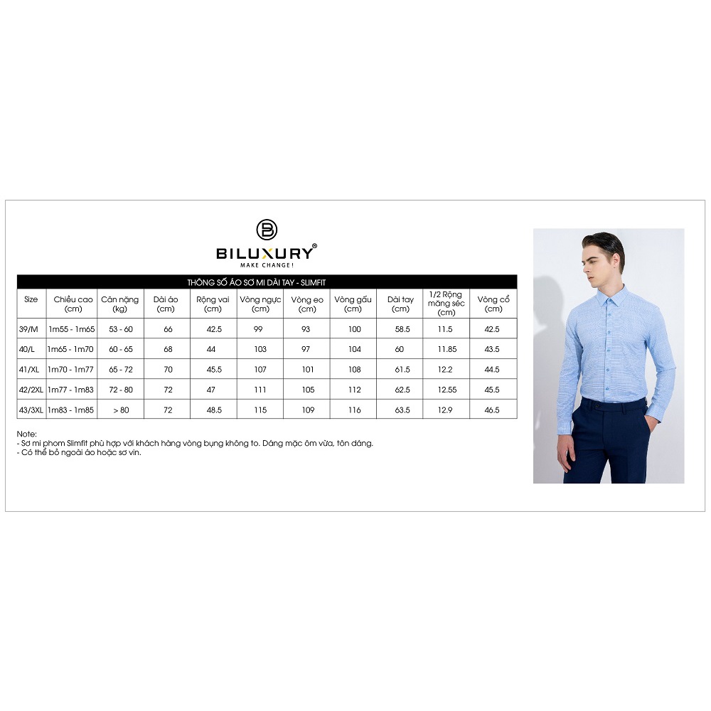 Áo sơ mi nam dài tay Biluxury họa tiết phom Casual thoải mái thiết kế phá cách đẳng cấp 6SMDH008DEN