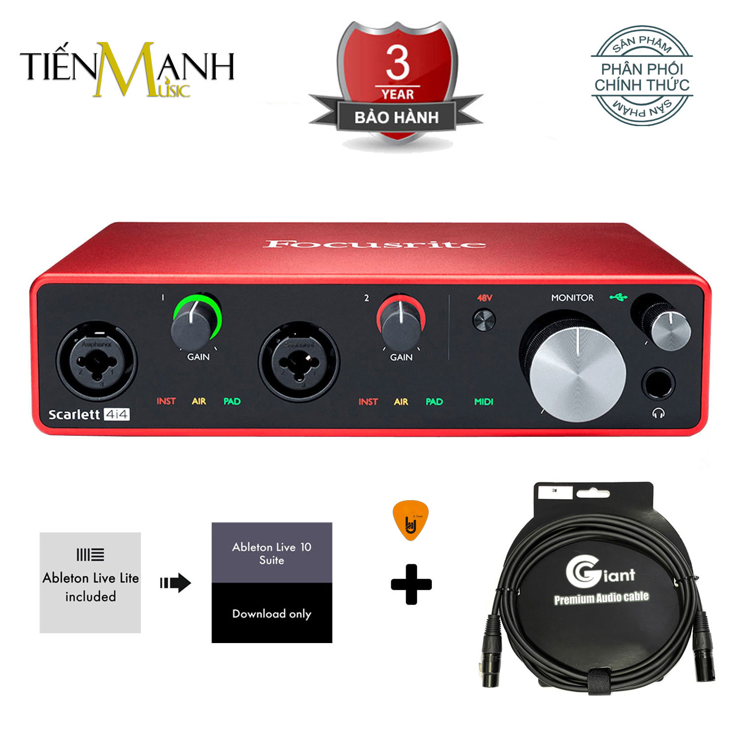 [Tặng Cable, BH 3 Năm] Focusrite Scarlett 4i4 Gen 3 Sound Card Âm Thanh - Focus USB Audio Interface SoundCard 3rd - Gen3 Hàng Chính Hãng