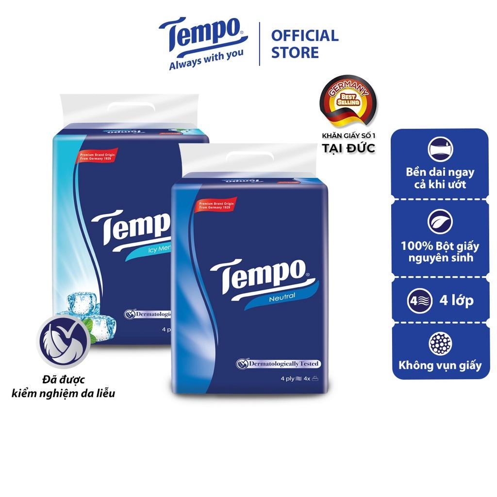 Khăn giấy rút cao cấp Tempo - 4 lớp bền dai, an toàn cho da - Thương hiệu Đức (Lốc 4 gói)