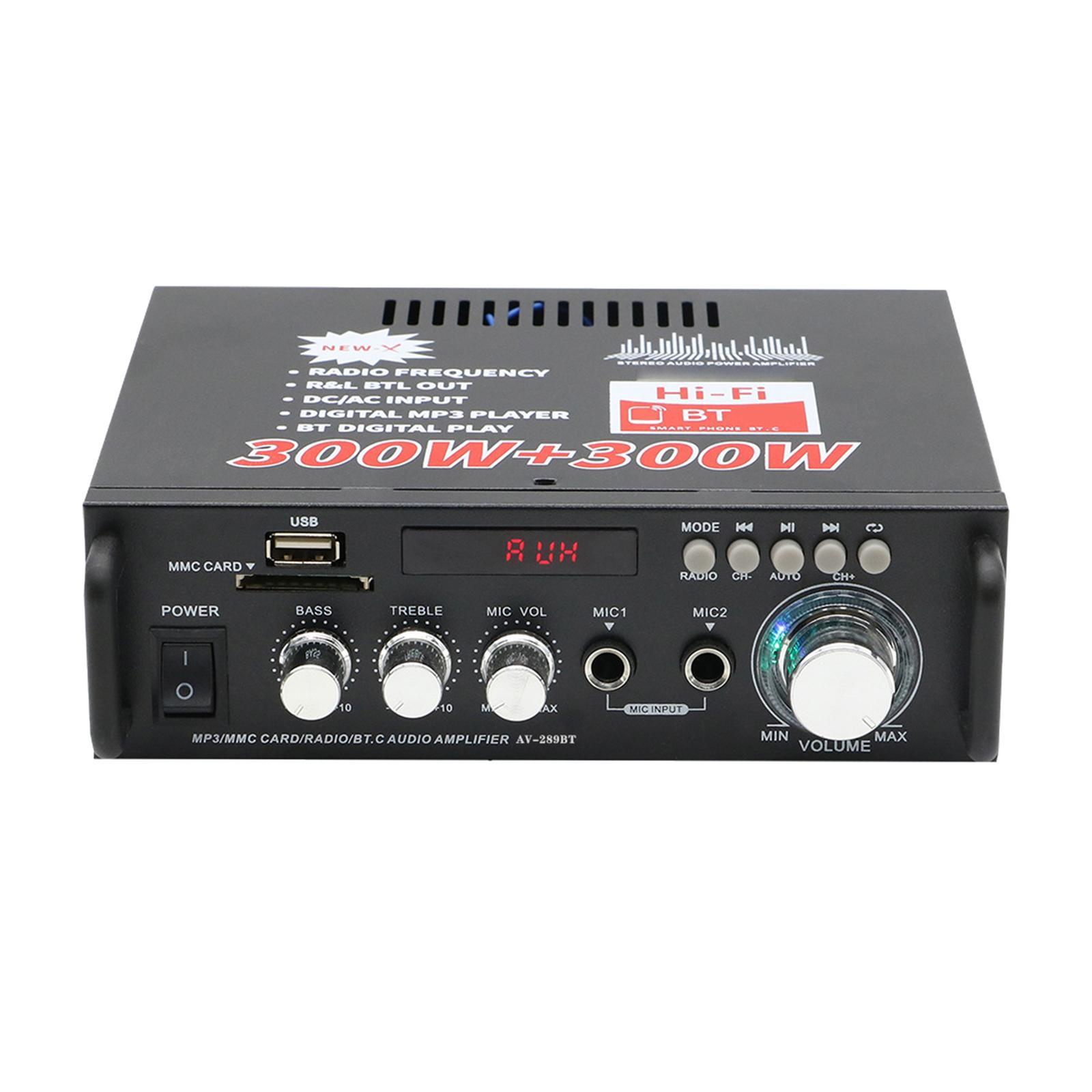 Power Amplifier US Adapter Plug FM HiFi Two Channel for Speakers Home Use TV