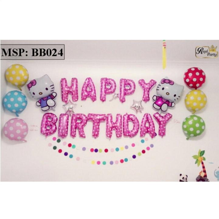 Bộ bóng chữ happy birthday chủ đề kitty