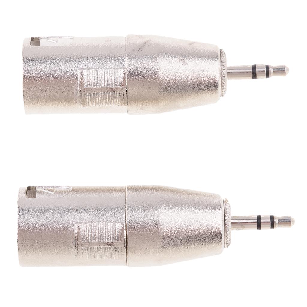 2 Pieces 3.5mm Jack Male Microphone Adapter to 3-pin XLR Male Connector for Camcorders, Recorders, & Mixers