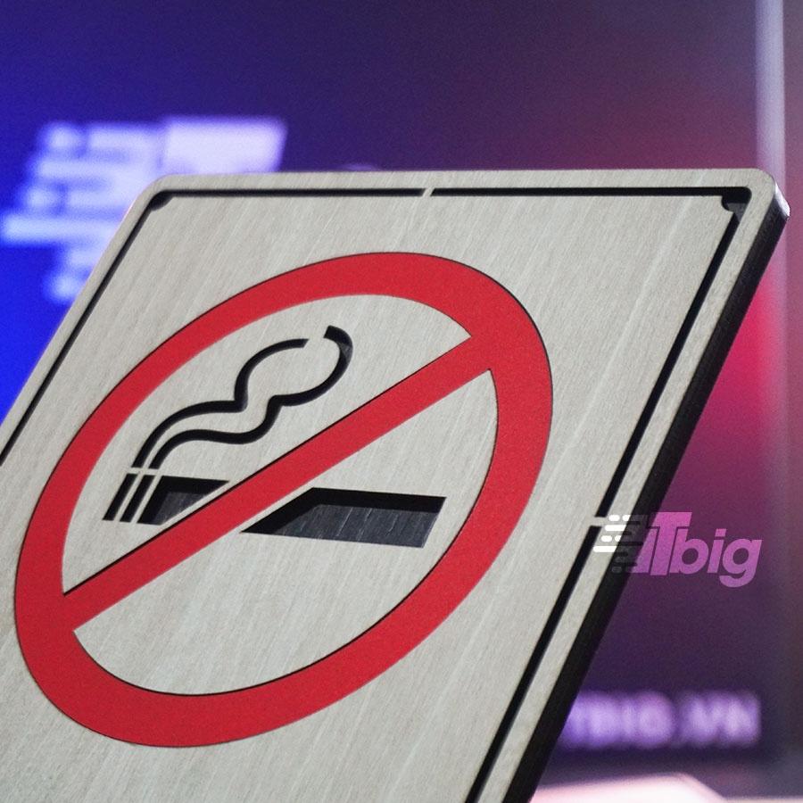 Bảng gỗ No smoking (biển cấm hút thuốc) mẫu TC05 loại dán tường trang trí có sẵn keo 2 mặt