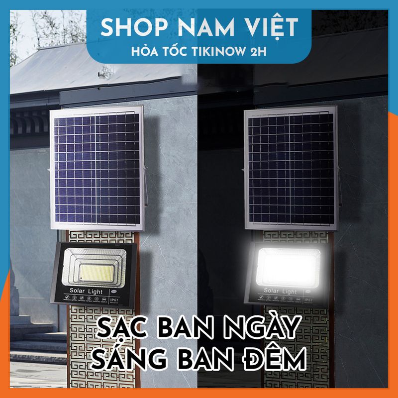 Đèn Pha Led Chiếu Sáng Ngoài Trời Năng Lượng Mặt Trời, Chống Nước IP67, Led Siêu Sáng