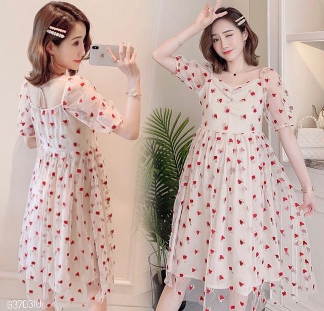 ĐẦM BẦU REN THÊU HOA KẾT HỢP SAU SINH CHO CON BÚ sz M-2xl