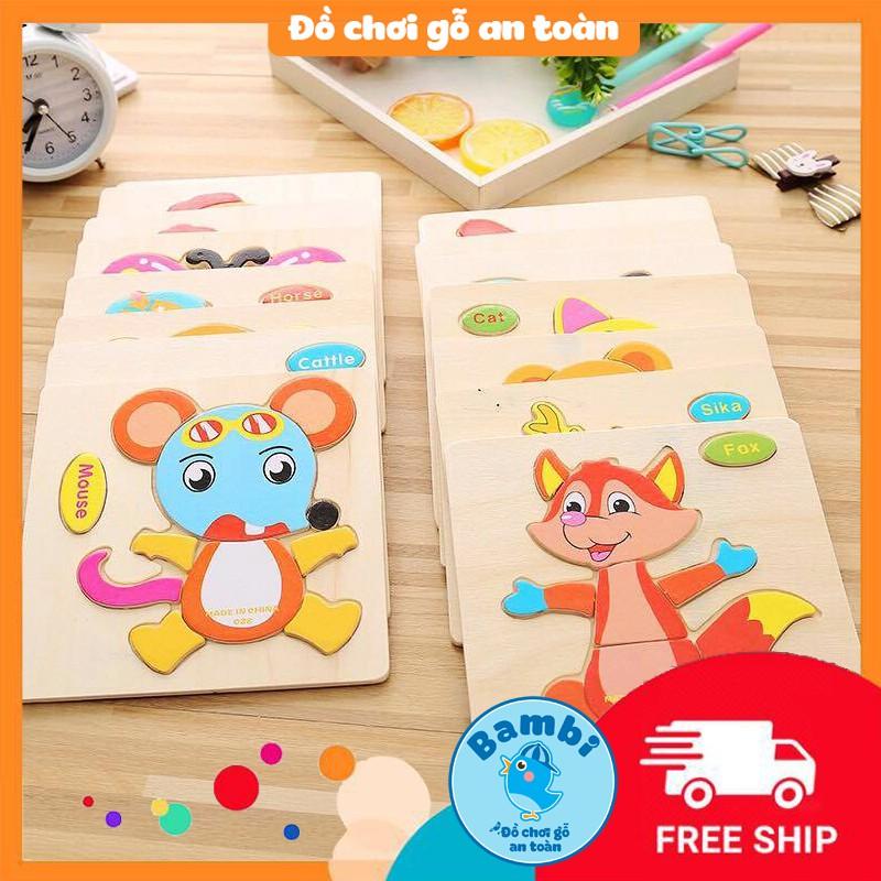 Ghép hình gỗ 3D Montessori cho bé - Tranh ghép hình gỗ puzzle - Bộ ghép hình