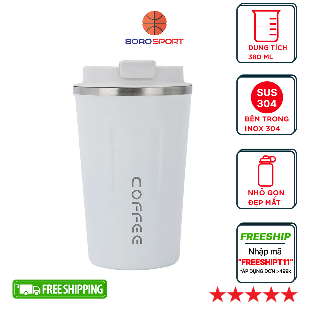 Bình nước giữ nhiệt trà coffee mugs Cleacco Chất Liệu Inox 304 Kiểu Dáng Hiện Đại ( 380 ML ) Boro Sport