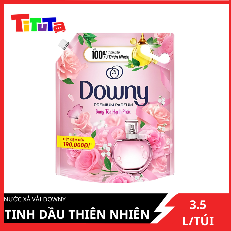 Nước Xả Vải Downy Bung Toả Hạnh Phúc (HỒNG) Túi 3.5L