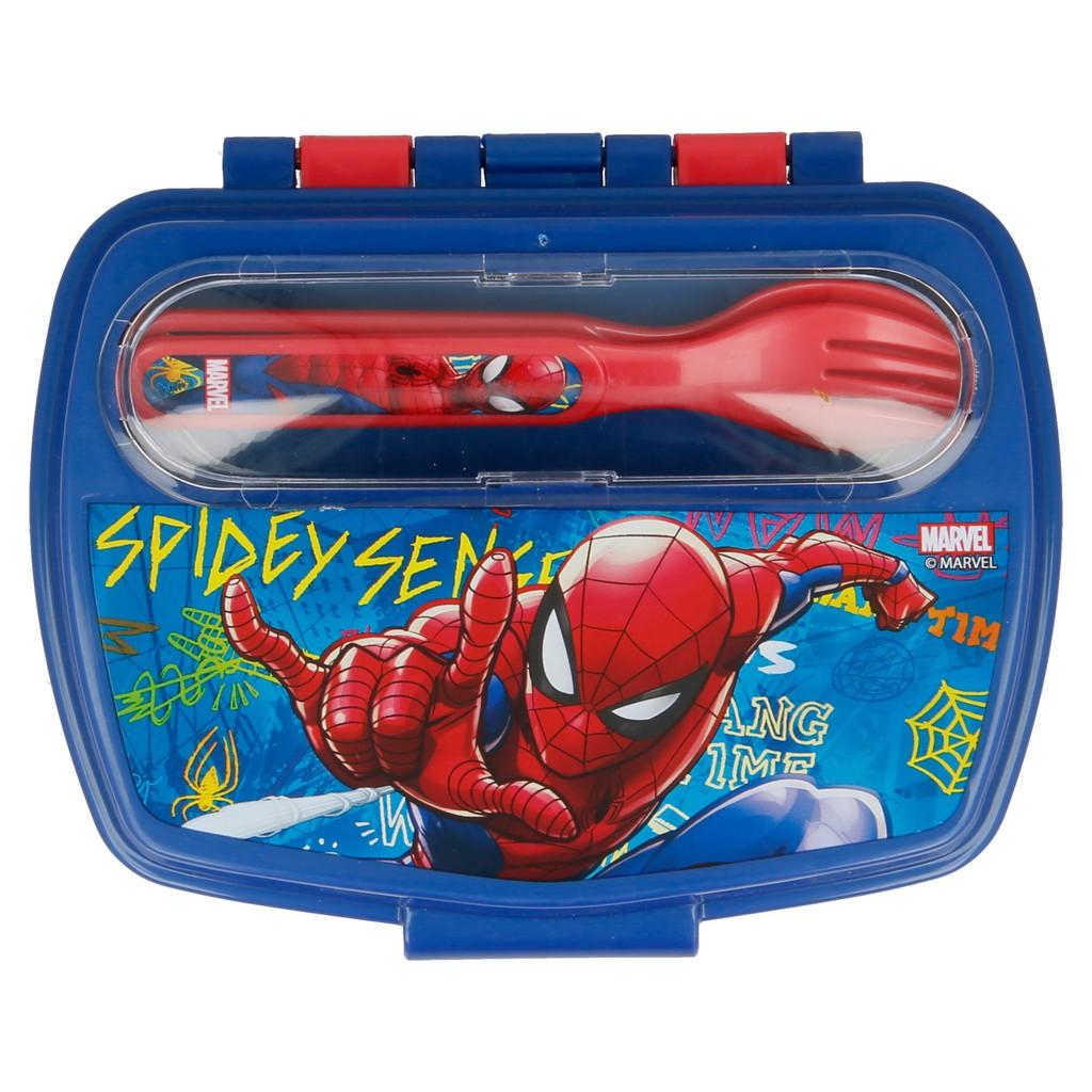 Combo SieuKid Hộp Cơm Kèm Thìa Nĩa và Bình Nước Snack Tumbler Spider-Man Graffiti 400ml Chính Hãng