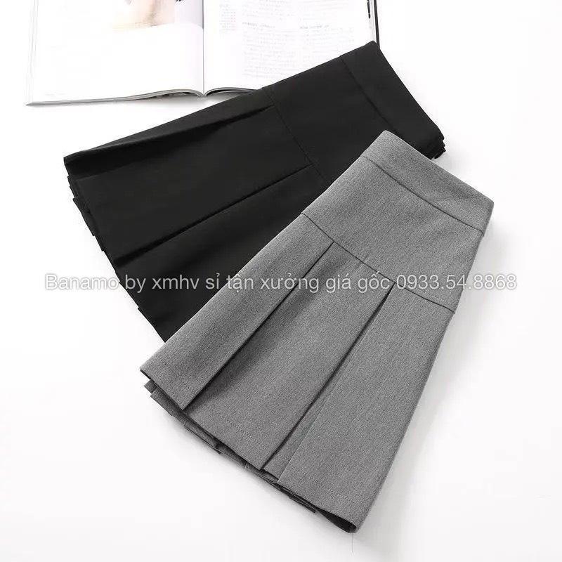 Chân váy tennis xếp ly to 3 màu trendy đen trắng xám thời trang Banamo Fashion 5321