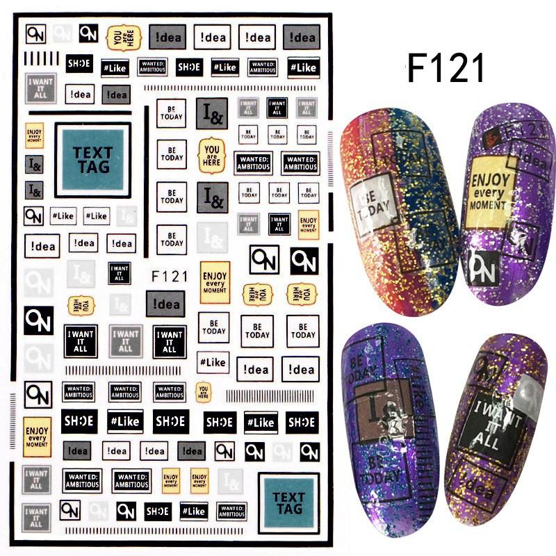 Sticker nails - hình dán móng 3D chữ F121