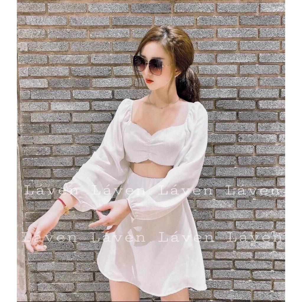 Gunkaymatter Váy Voan Phối Áo Tay Phồng,Màu Sắc Nhã Nhặn Thật Sự Phù Hợp Để Công Sở Đi Chơi Đi Làm