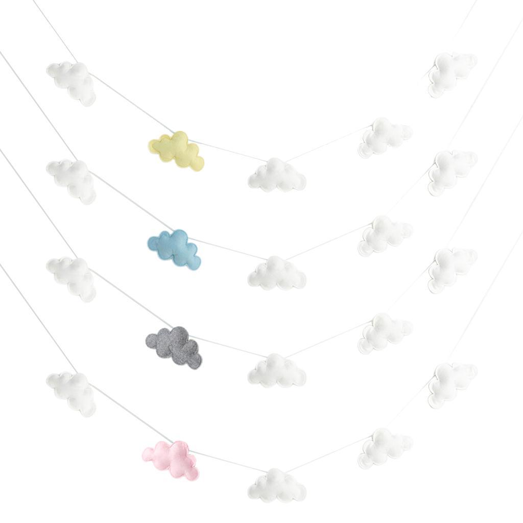 2X Hanging Clouds Garland for Baby Shower, Wedding Party Decor White and Blue