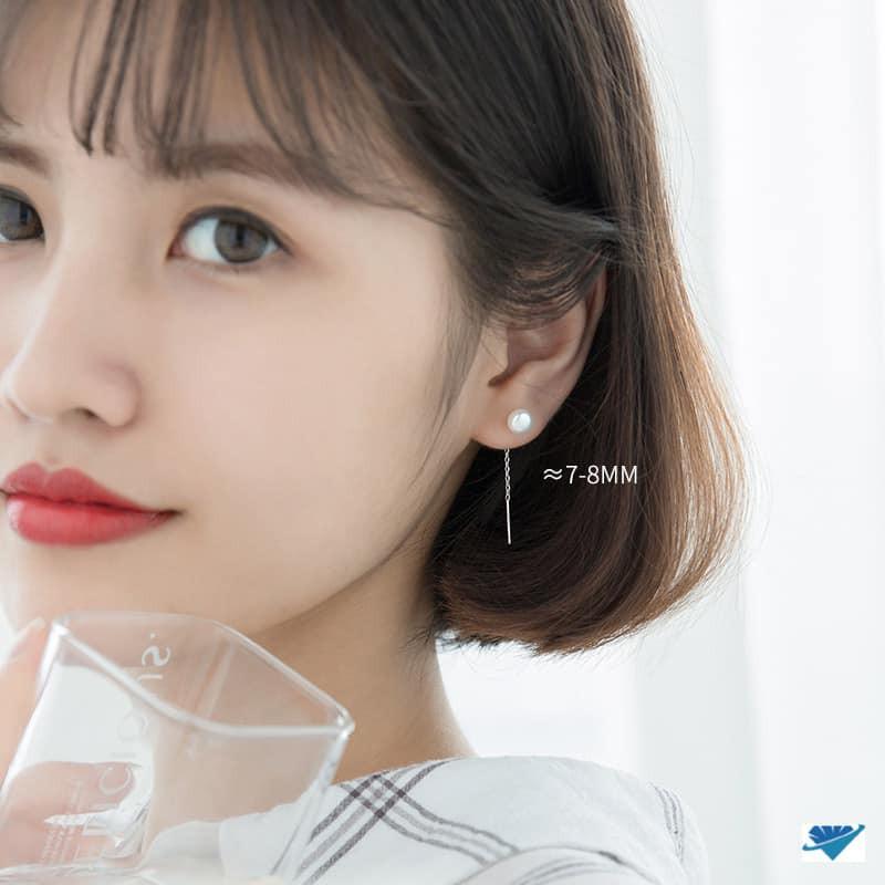 Bông tai bạc hình nơ gắn trai chất liệu bạc s925 MS065t